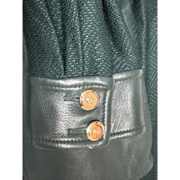 St. John Collection Size 12 Leather Zippered Jacket Gold Detail - Picture 10 of 13